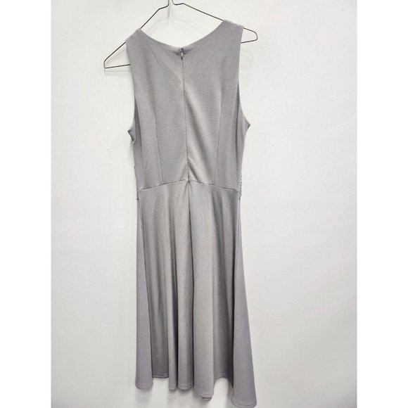 Homeyee Fashion Womens Fit & Flare Dress Small Gray Sleeveless Lace Waist NWT - Picture 6 of 11